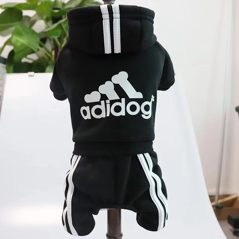 Adidog Dog Hoodies Tracksuit for Dogs Autumn Winter Dog Clothes Sport Sweatshirt Small Dogs Jumpsuit Soft & Warm Yorkie Outfit