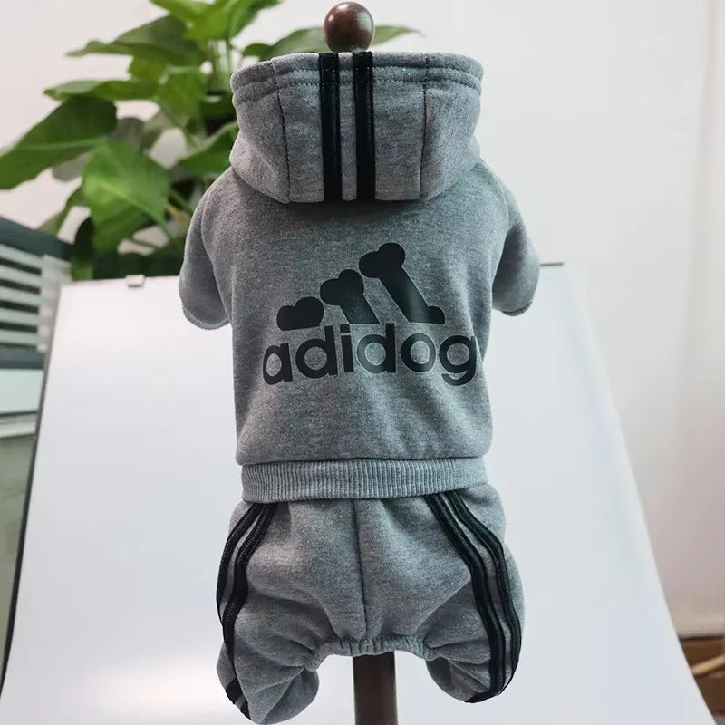 Adidog Dog Hoodies Tracksuit for Dogs Autumn Winter Dog Clothes Sport Sweatshirt Small Dogs Jumpsuit Soft & Warm Yorkie Outfit